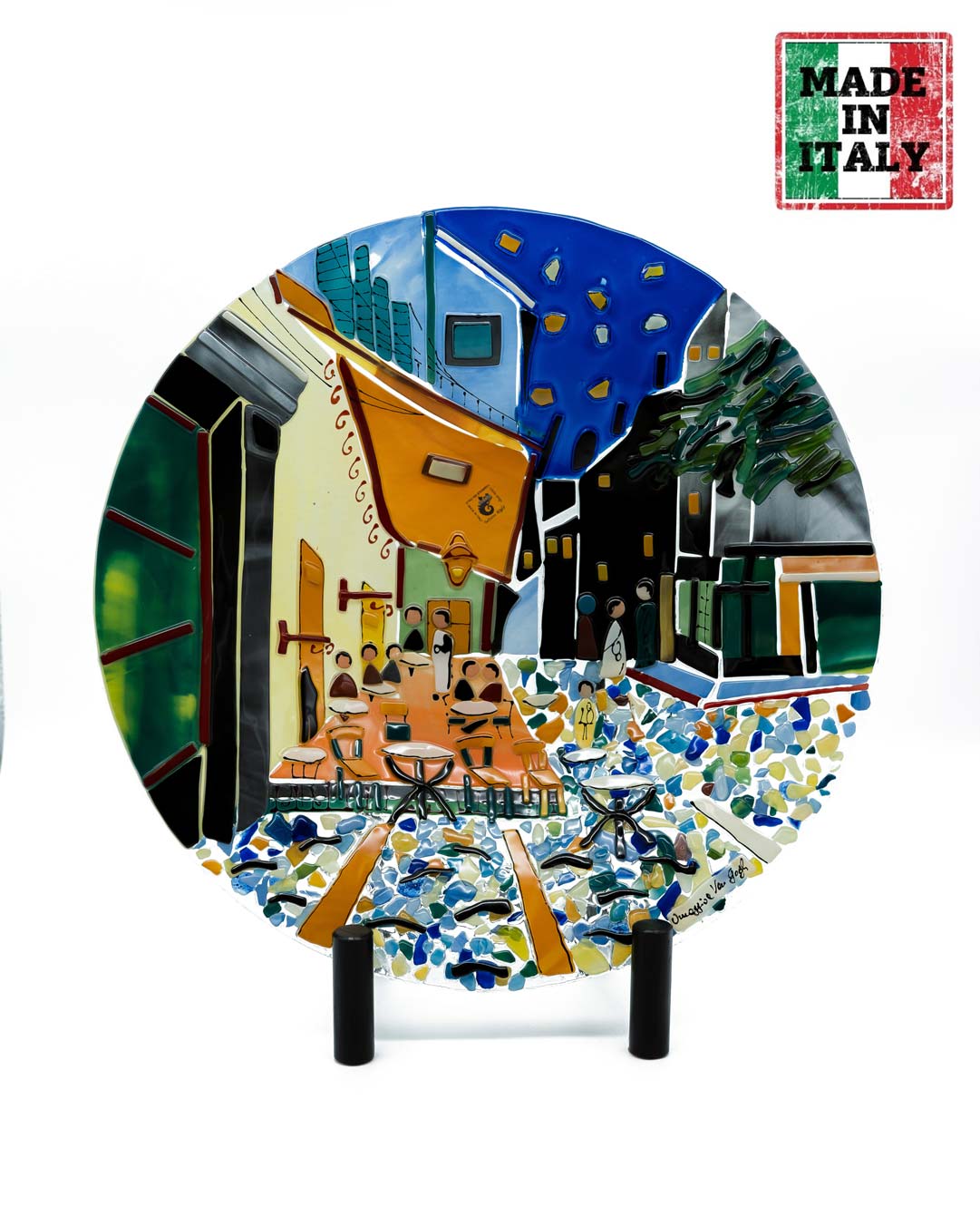Sebino Glass | Round Plate S | "The Caffè terrace at night" Collection Sebino Glass | Round Plate S | "The Caffè terrace at night" Collection