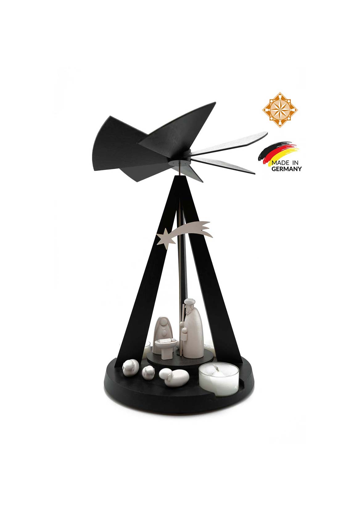 Christmas Pyramid | Moder Nativity Scene | Black Christmas Pyramid | Moder Nativity Scene | Black