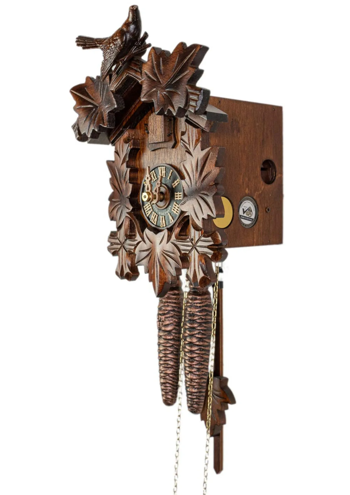 Cuckoo Clock  Small Traditional Style  1 Day Movement (3) original authentic tiny brown black forest cuckoo clock with a cuckoo bird on top made by Hönes