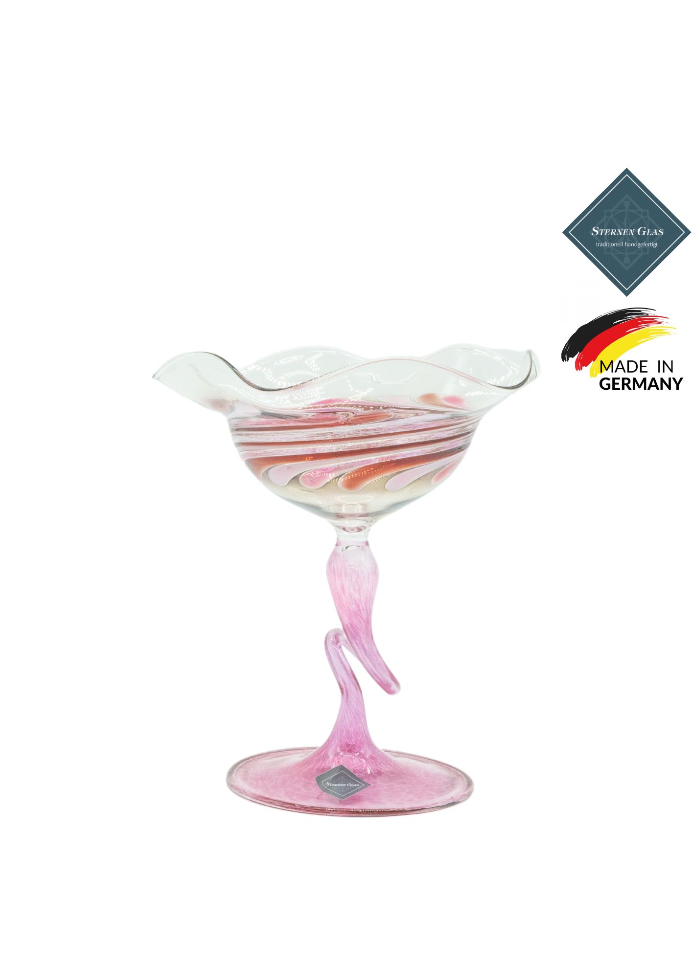 STERNEN GLAS | Ornament Tray with Pedestal | Pink STERNEN GLAS | Ornament Tray with Pedestal | Pink