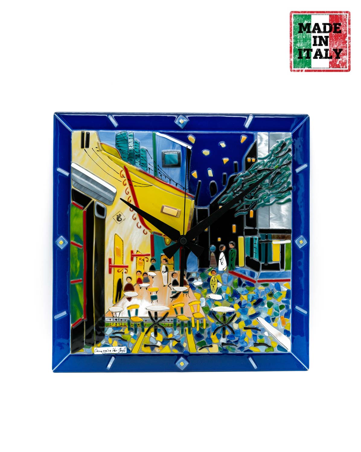 Sebino Glass | Wall Clock | "The Caffè terrace at night" Collection
