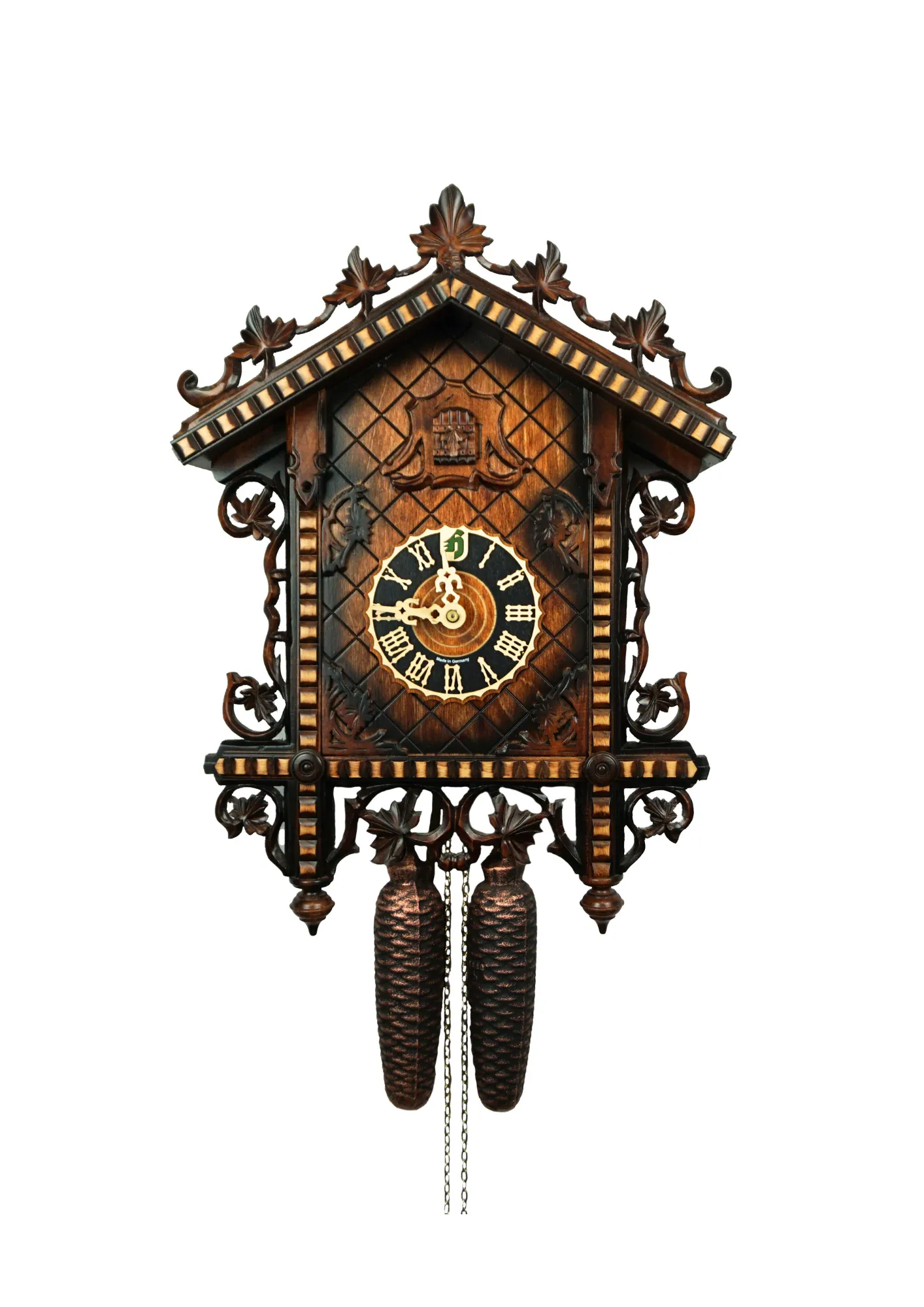 Cuckoo Clock  Train station  8 Day Movement (1) medium sized authentic Black Forest mechanical cuckoo clock originaly designed for a cuckoo clock competition in 1860s, meant to represent the train station duing the German industrial revolution