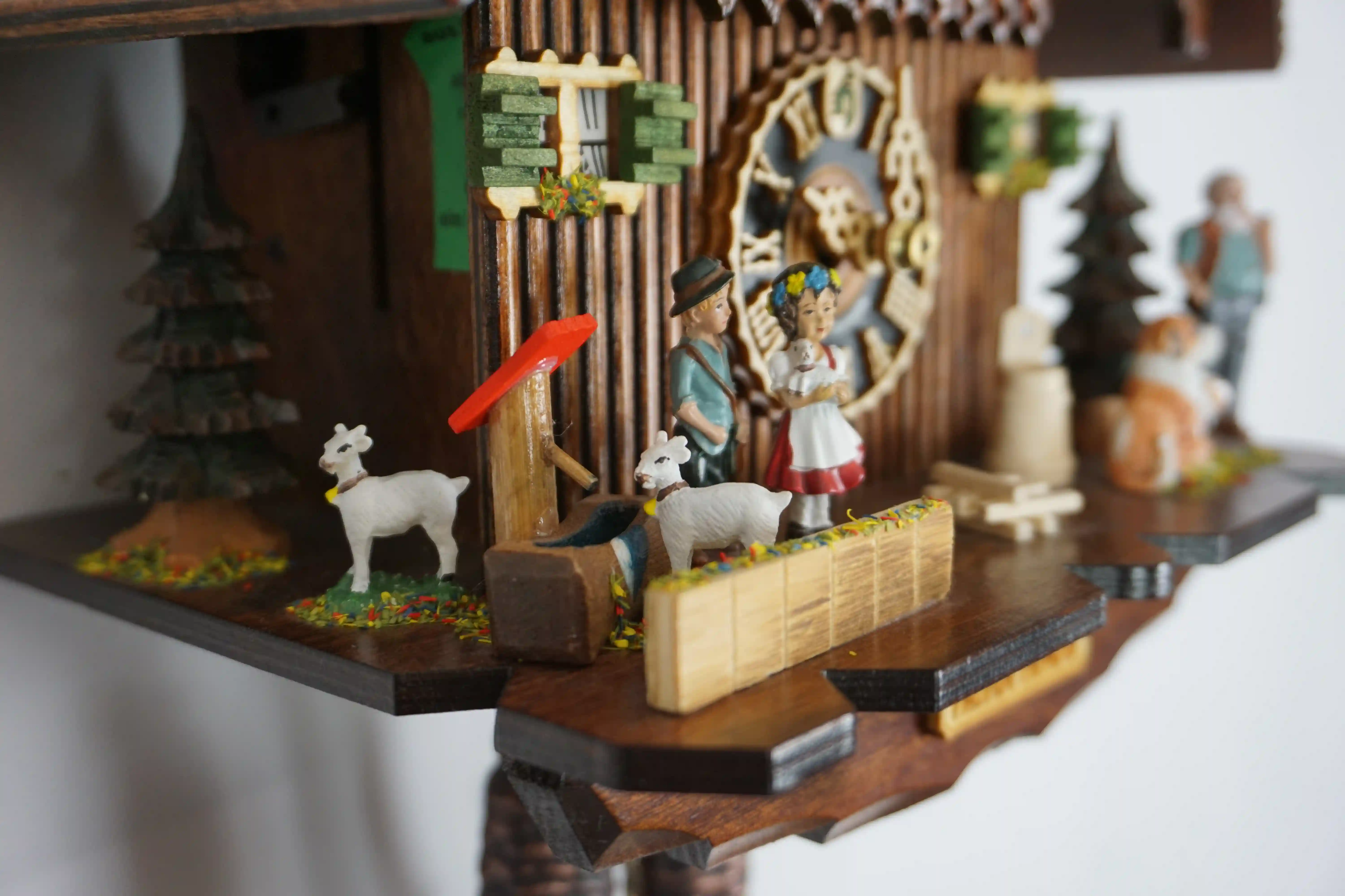 Cuckoo Clock  Heidi House  1 Day Movement (4) Beutiful Heidi storyline black forest cuckoo clock decorated with the main characters from the store and Heidi House sign made by Hönes