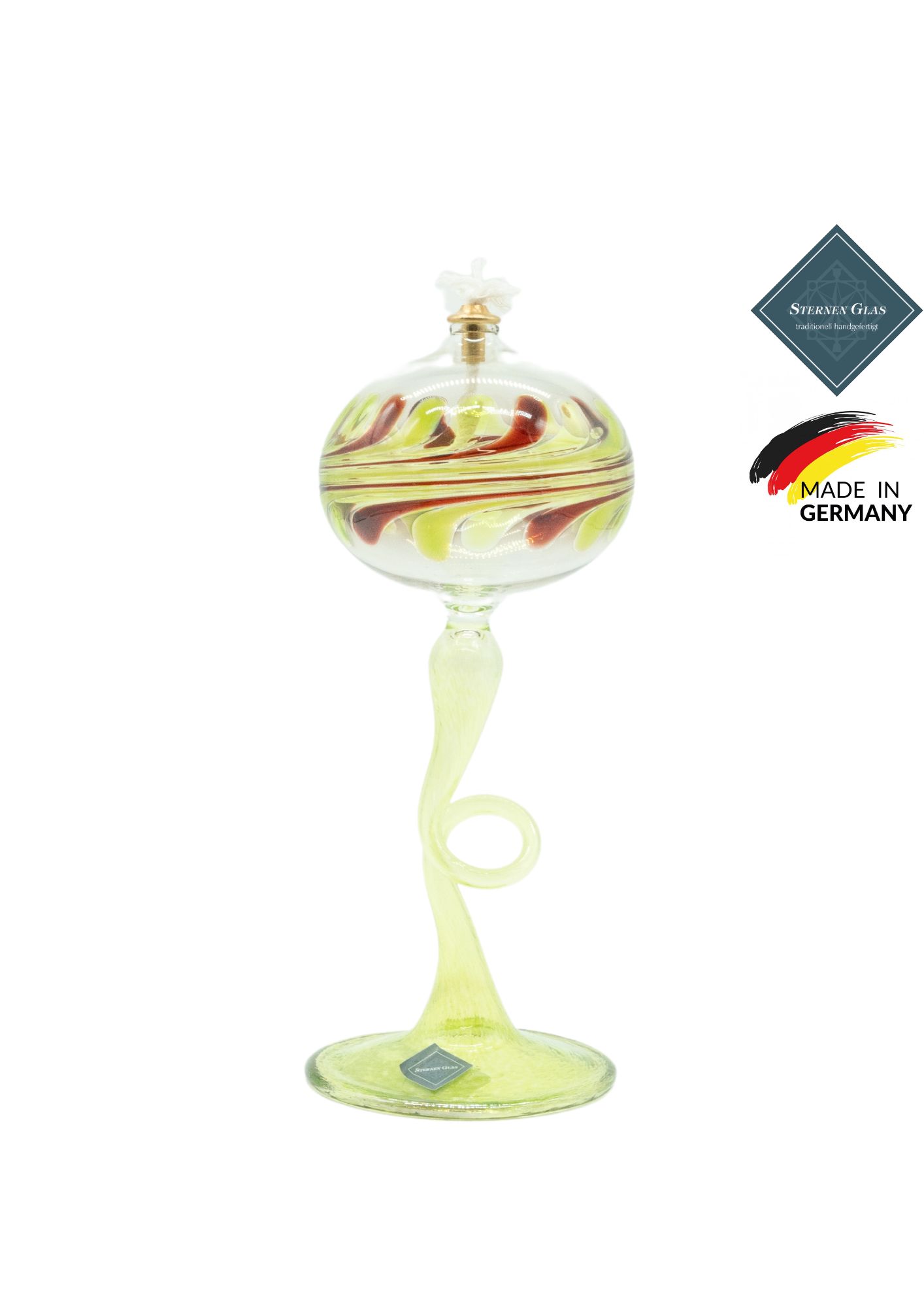 STERNEN GLAS | Oil Lamp with Pedestal | Green STERNEN GLAS | Oil Lamp with Pedestal | Green