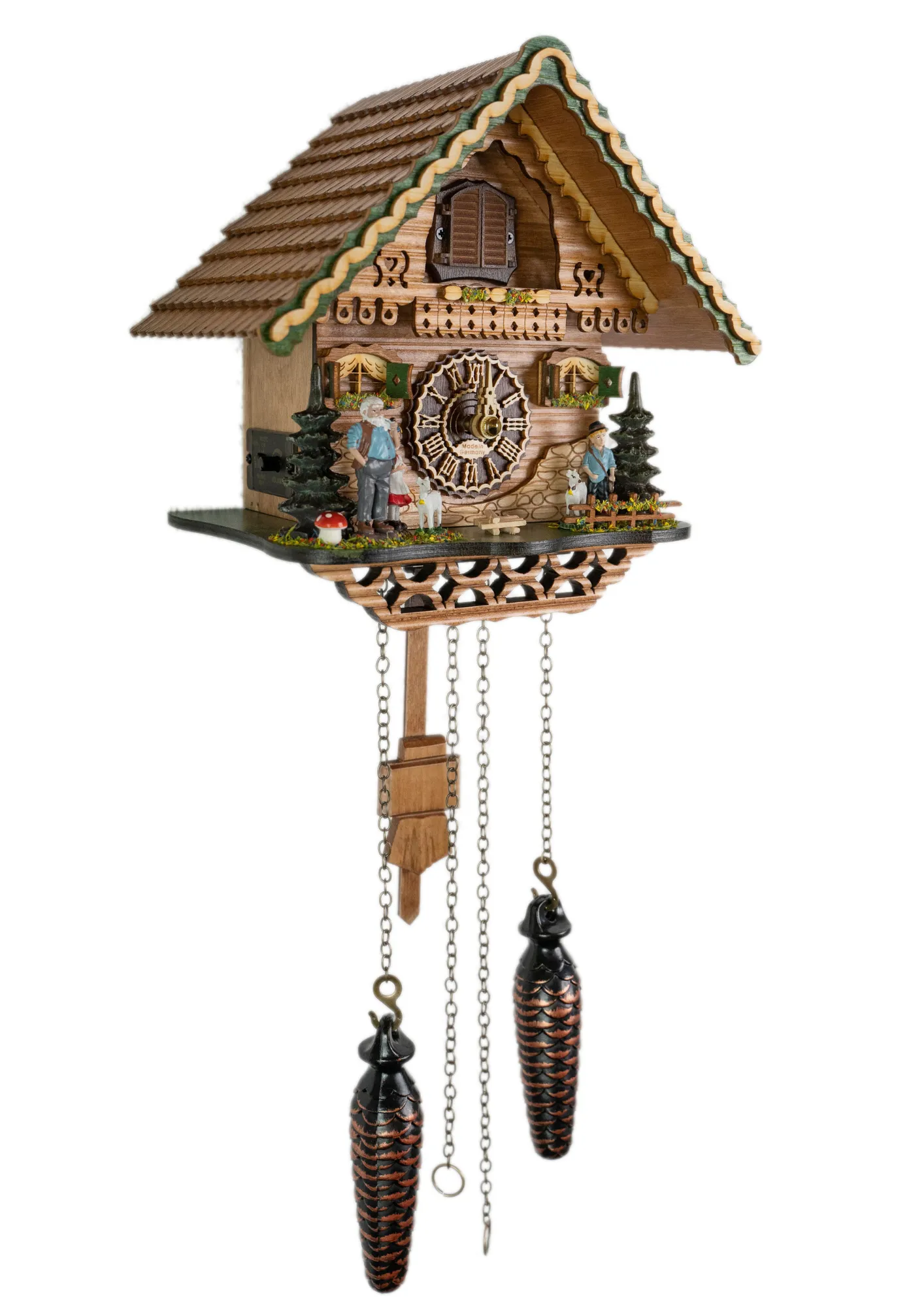Cuckoo Clock  Black Forest Heidi House  Battery (2) Heidi Story Black Forest Chalet battery cuckoo clock with music made by Trenkle Uhren