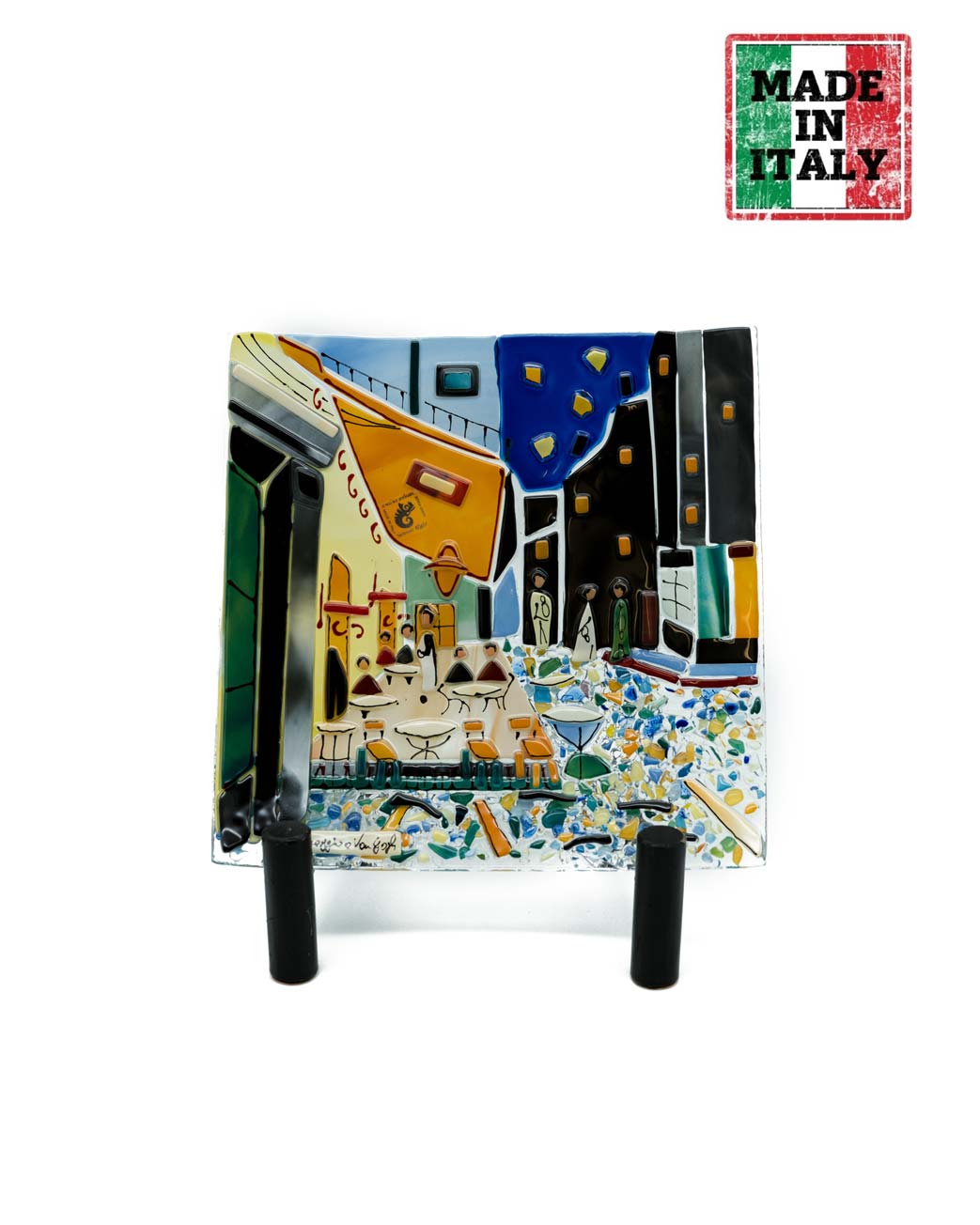 Sebino Glass | Square Plate S | "The Caffè terrace at night" Collection Sebino Glass | Square Plate S | "The Caffè terrace at night" Collection