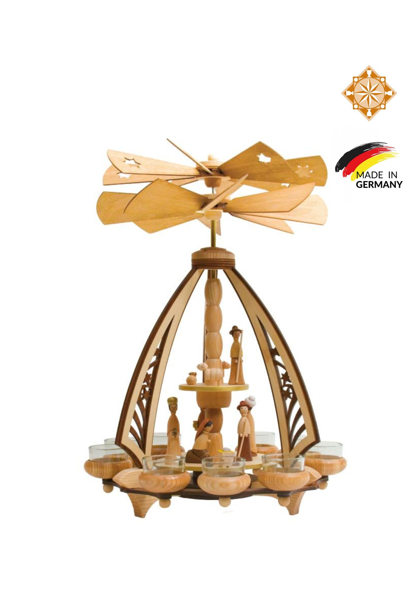 Christmas Pyramid | Double Pyramid with Nativity Scene Christmas Pyramid | Double Pyramid with Nativity Scene