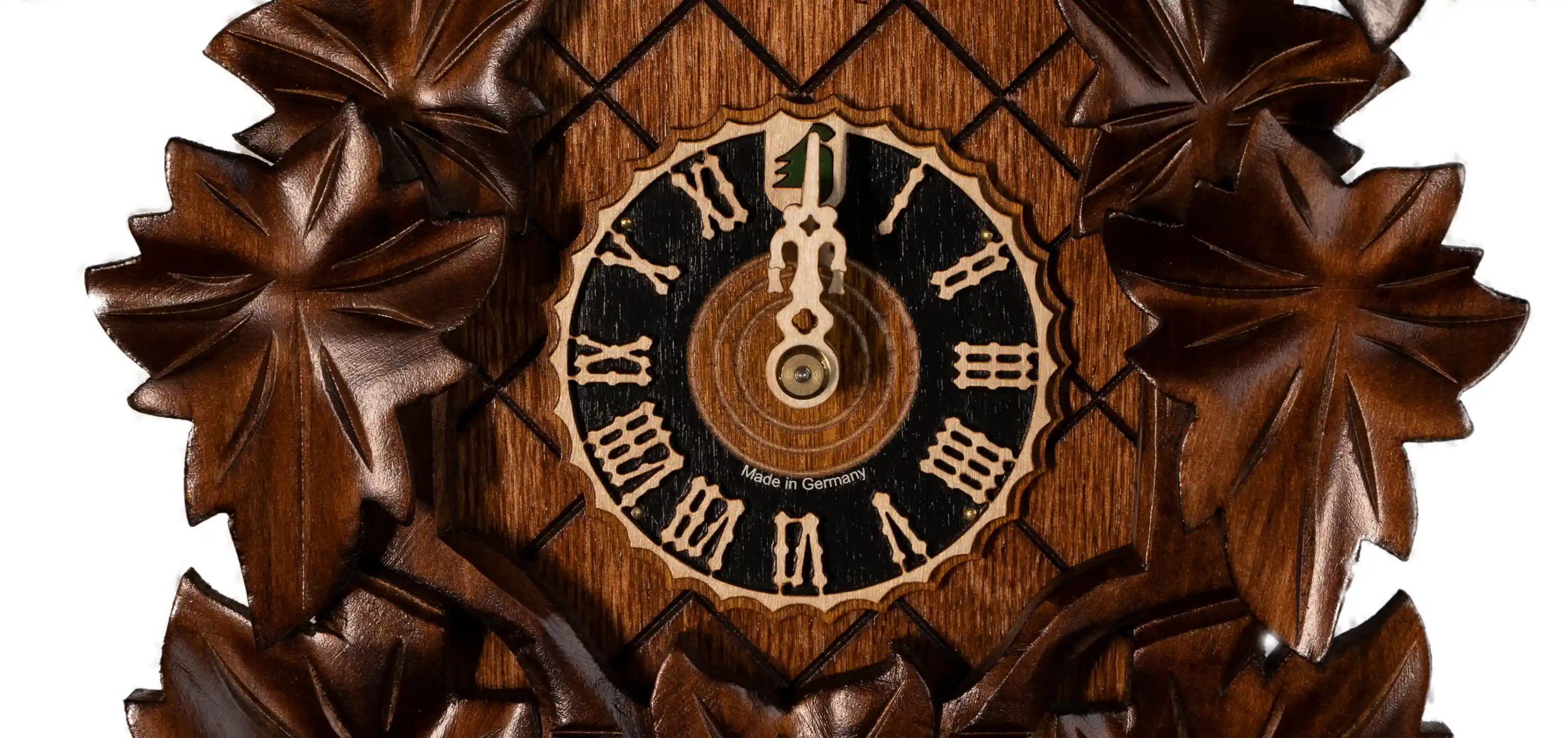 Cuckoo Clock  Wine Leaves  1 Day Movement (4) original authentic  brown black forest cuckoo clock decorated with wine leaves made by Hönes