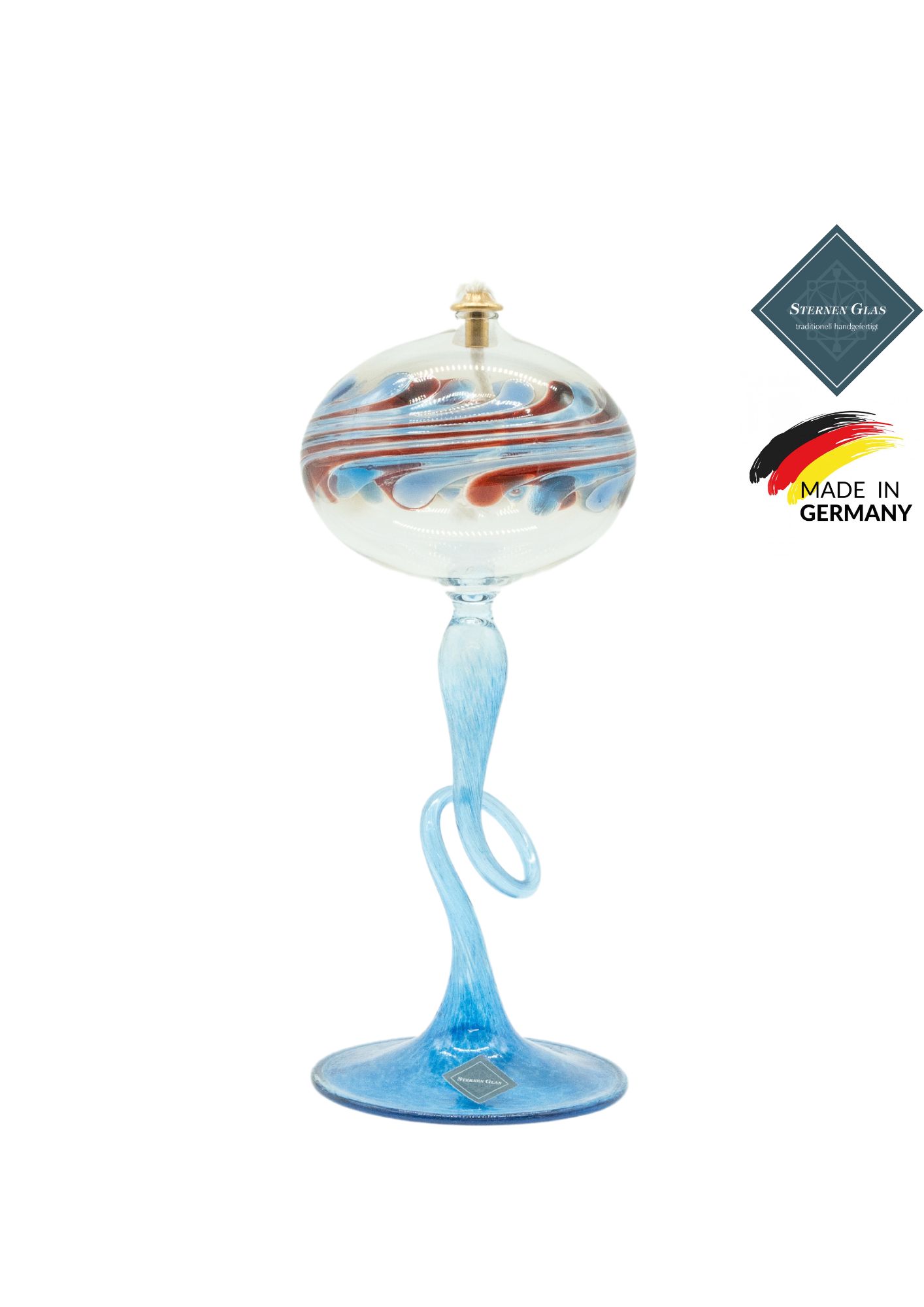 STERNEN GLAS | Oil Lamp with Pedestal | Blue STERNEN GLAS | Oil Lamp with Pedestal | Blue