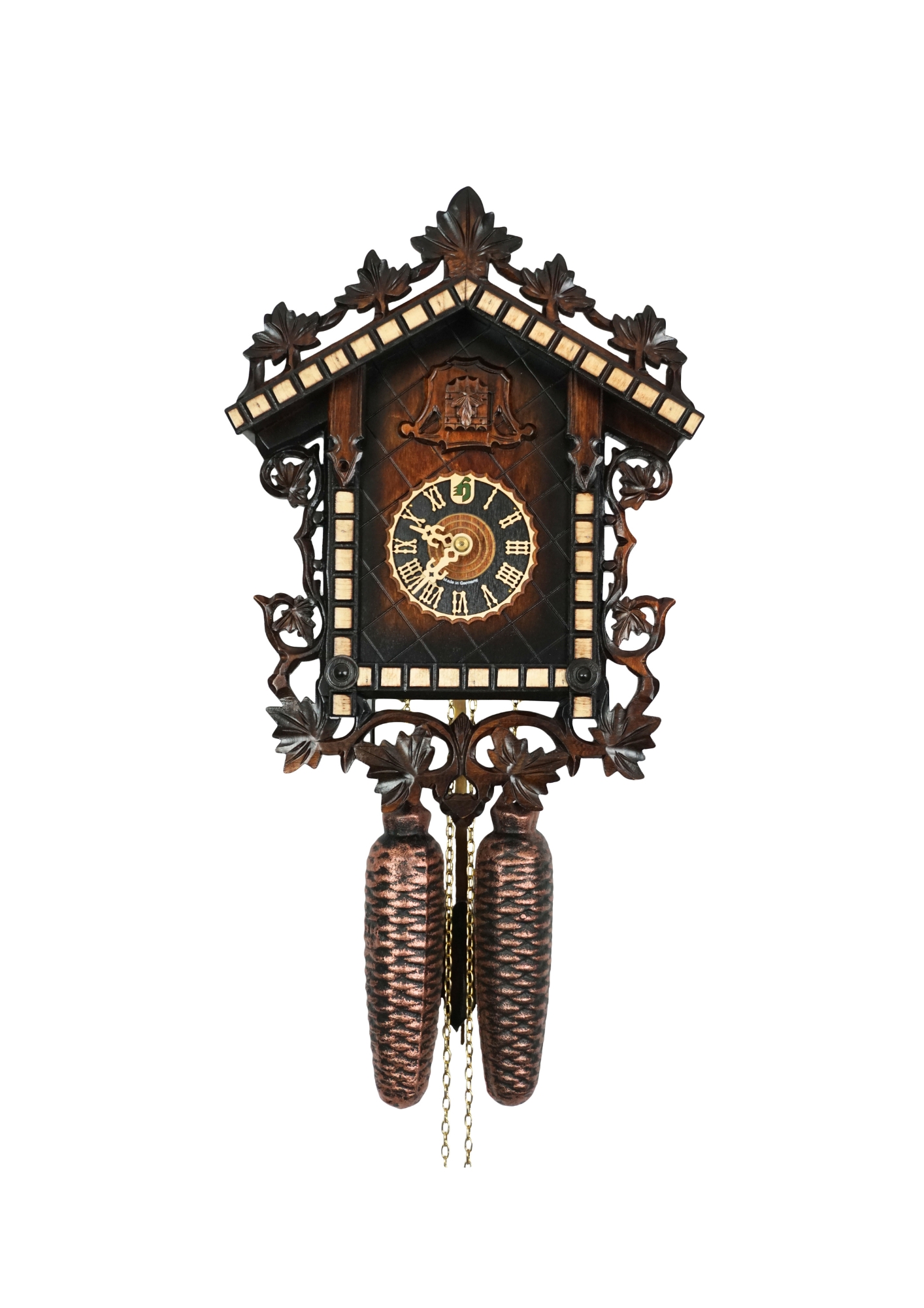 small authentic Black Forest mechanical cuckoo clock originaly designed for a cuckoo clock competition in 1860s, meant to represent the train station duing the German industrial revolution