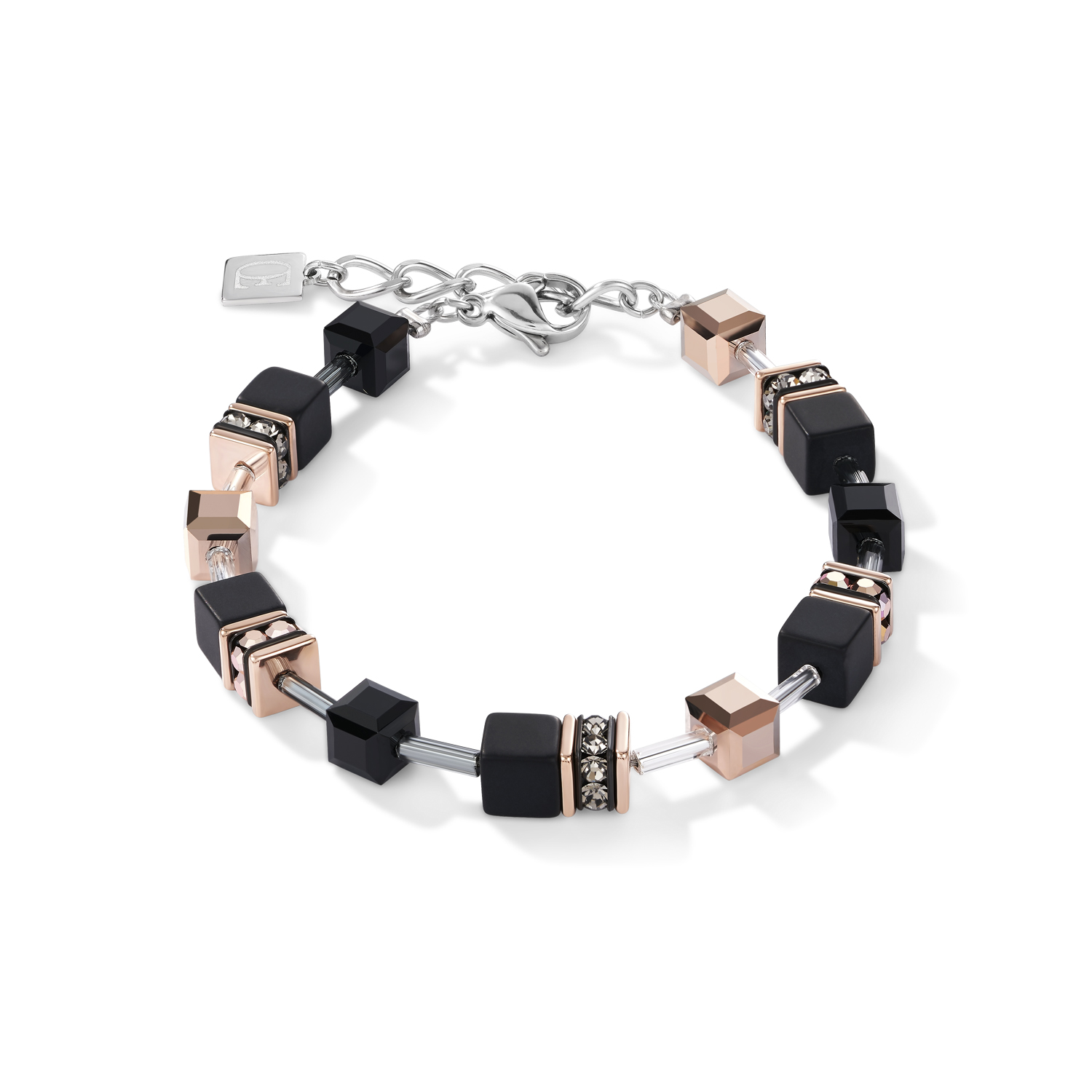 CDL | GeoCUBE® Bracelet Onyx | Black-rose Gold