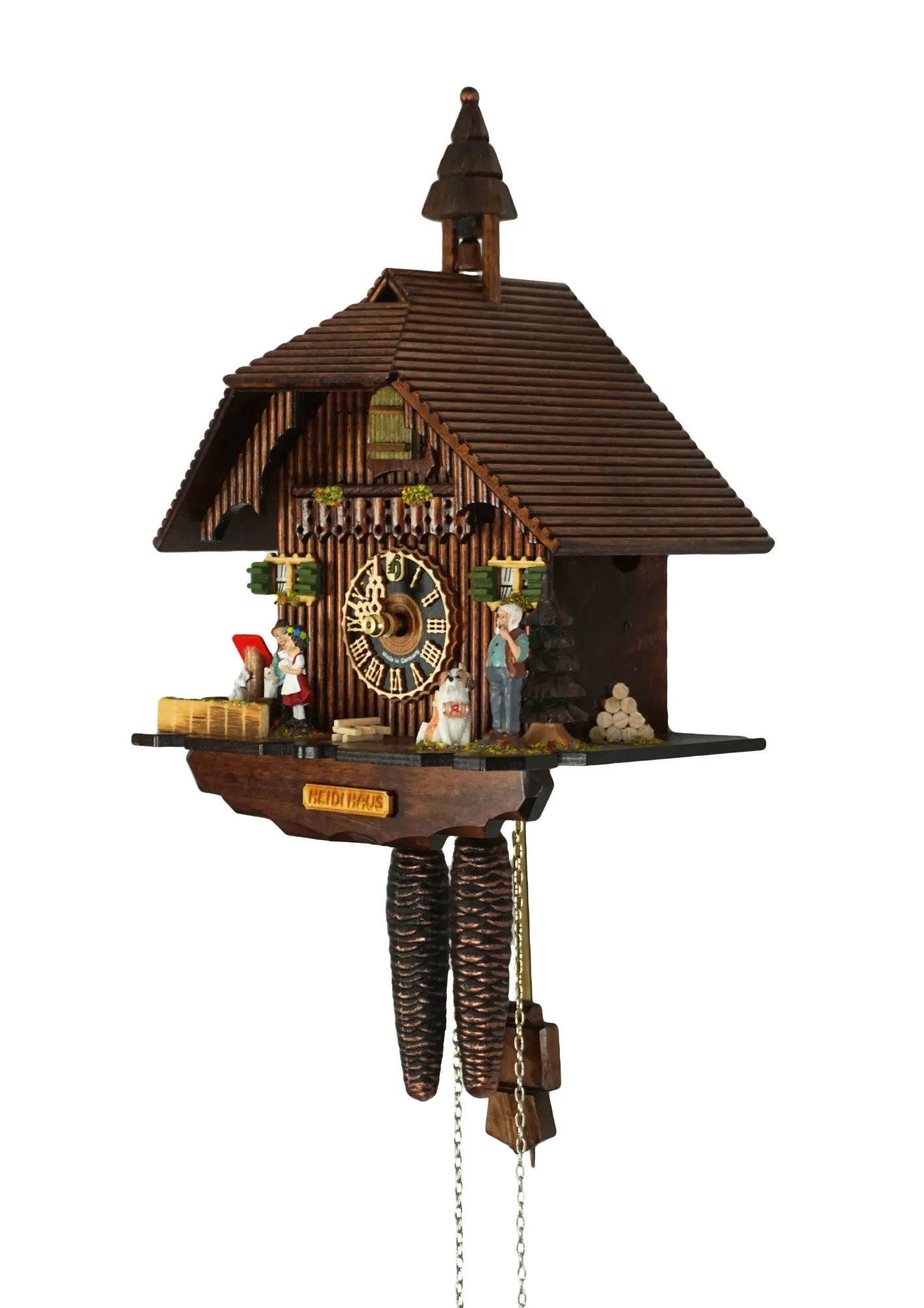 Cuckoo Clock  Heidi House  1 Day Movement (2) Beutiful Heidi storyline black forest cuckoo clock decorated with the main characters from the store and Heidi House sign made by Hönes