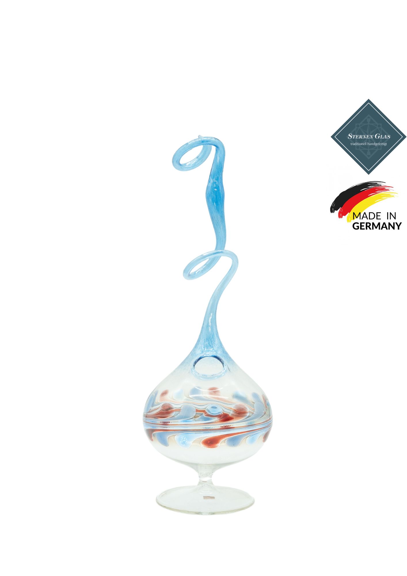 STERNEN GLAS | Rose Vase with Pedestal | Blue STERNEN GLAS | Rose Vase with Pedestal | Blue